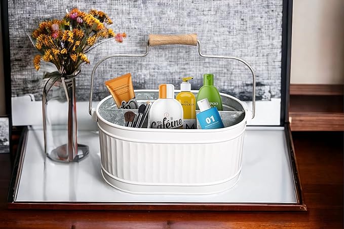 CLEENTABLE Heavy Duty Metal Kitchen Utensil Holder for Countertop - 4 Section Utensil Crocks for Kitchen Counter, Morden Utensil Organizer for Spatula, kitchen Décor, Picnic,Parties (White)
