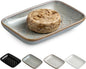 Gomakren Ceramic Soap Dish with Raised Scalloped Design, Versatile Soap Holder & Tray for Bathroom and Kitchen Sink, Prevents Soggy Soap, Rustic Modern Decor, Easy to Clean, Gray (5.59" x 4.02")
