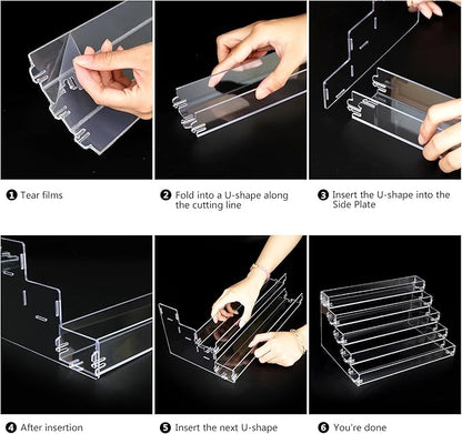 Sunglass Organizer Easy Snap-on Assembly, Acrylic Sticker Display Stand for Vendors, Nail Polish Holder Nail Desk Essential Oil Lipstick Storage,Clear Sunglasses Perfume Organizer (5 Layers)