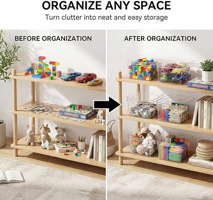 MOONEDGE 8-Pack Clear Cube Storage Bins, 10x10 Open-Top Plastic Organizer Boxes, Square PET Containers for Closet,Pantry,Kitchen,Fridge,Playroom,Bathroom,Undersink and Whole Home Organization
