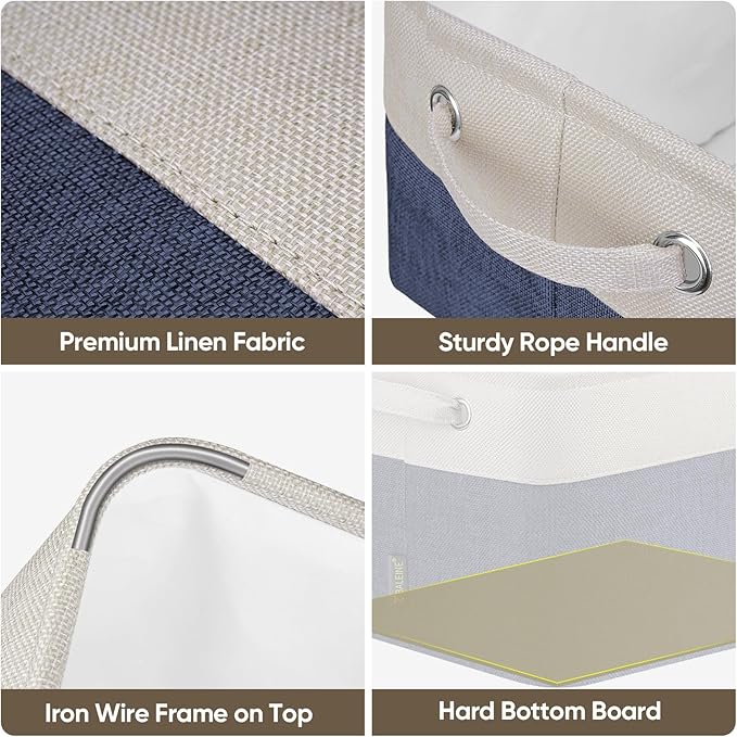 BALEINE 1 Pack Fabric Closet Storage Bins for Shelves, Linen Closet Organizers and Storage, Decorative Baskets for Organizing, Shelf, Clothes, Home, Office (Navy Blue, 12"x8"x8")
