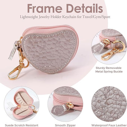 Jewelry Ring Holder Keychain Portable Travel Gym Mini Jewelry Storage Case for Rings Earrings Studs Necklace Organizer Case Box for Gym/Sports