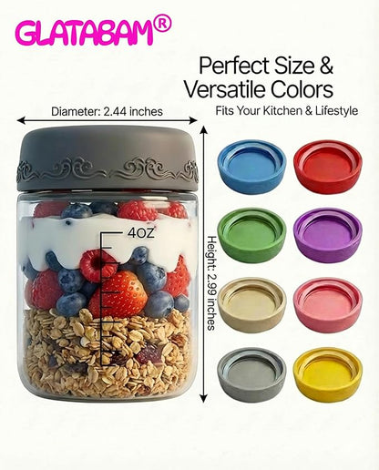 4 OZ Salad Dressing Jar 8 Pack, Airtight Leakproof Bulk Small Glass Sauce Jar with Lids, Reusable for Lunch Box, Bento, Travel & Meal Prep(4 OZ-8Pack)