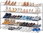 KIMBORA Long Shoe Rack for Closet, 30 Pairs Stackable Shoe Storage Organizer Wide 4 Tier Sneaker Shelf for Bedroom Floor (Grey)