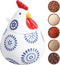 Ceramic Salt Cellar with Lid and Spoon,17oz Large Chicken Rooster Cookie Jar Salt Containers Holder for Countertop Spices,Cute Farmhouse Kitchen Decor,Spice Jar for Coffee,Sugar,Spices,Candies (#D)