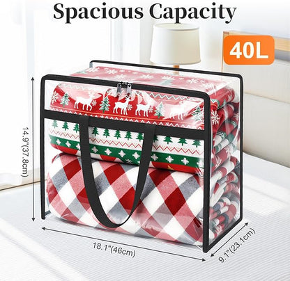 SpaceTrove Clear Clothes Storage Bags, 8 Pack Closet Organizers and Under Bed Storage Containers, Foldable Moving Bags with Zippers for Comforter, Blanket, Bedding, Duvet, PVC Packing Bags 40L