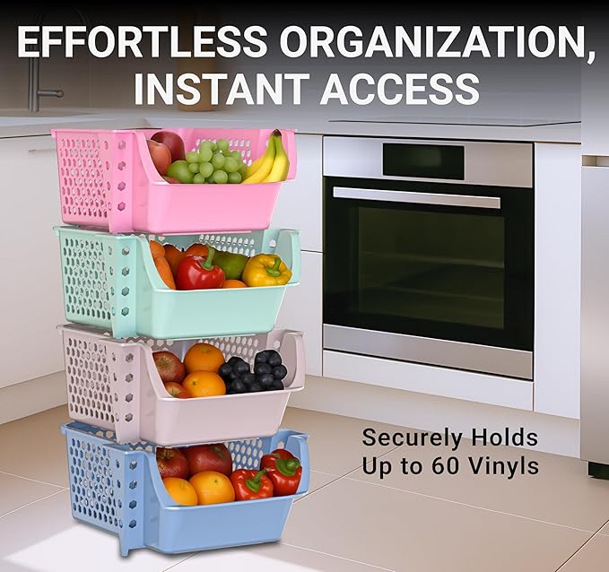 TidyFriend 4 Pack Stackable Storage Bins Open Front for Pantry Organizers and Storage, Plastic Storage Bins, Dorm Room Essentials, Pantry Storage for Snacks, Toiletries, and Small Essentials (Multi)