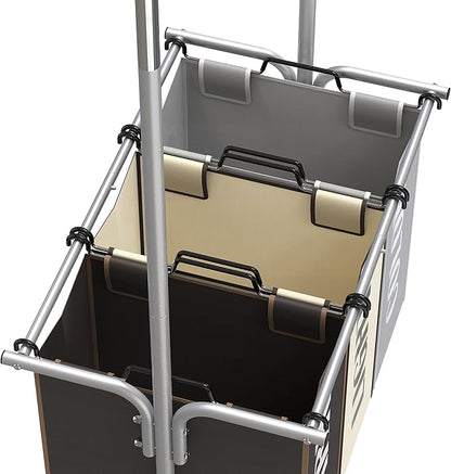 Simple Houseware 3-Bag Laundry Sorter with Extensible Clothes Hanging Rod, 3-Logoed Multi Color Bags