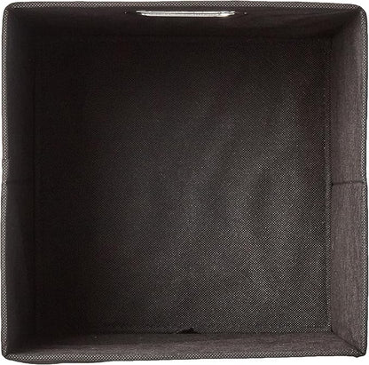 Amazon Basics Collapsible Cube Storage Bins, Space-Saving, Organizing Fabric Bins with Handles, 10.5" x 10.5" x 11", Black, 6-Pack