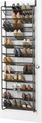 Whitmor 36 Pair Over the Door Shoe Organizer, 12 Tier Hanging Shoe Organizer, Heavy Duty Metal & Mesh Shoe Holder, Hanging Shoe Rack for Closet Storage, 74"L x 21.7"W x 7.5"H, Gunmetal Gray
