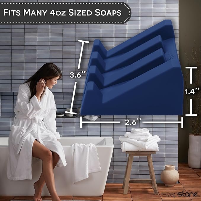 Silicone Soap Dish (USA Patented) Self Draining Bar Soap Holder for Shower Bathroom Sink, Drying Soap Dish Tray Kitchen Sponge Holder Easy Cleaning Soap Saver Mat (Midnight Navy, 1)
