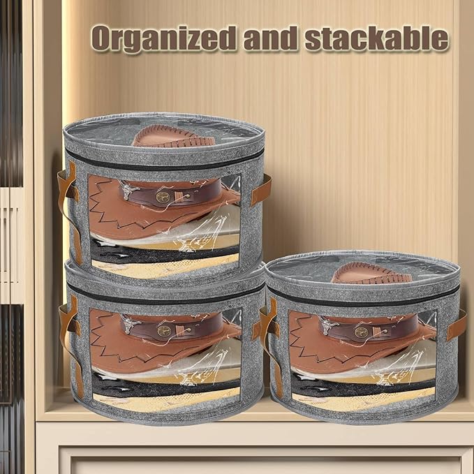 STARGAZ Oversized Clear Hat Storage Bag, Hat boxes for women storage, Cowboy hat storage, Hat accessories, hat organizer for closet, hat travel case with Handle, Holds Up to 10 Hats(Grey 2 Pack)