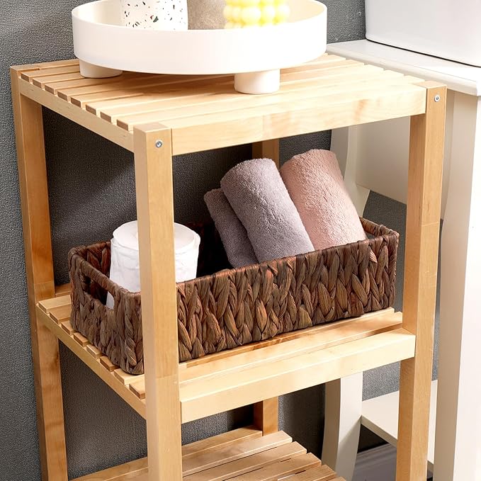 Handwoven Wicker Storage Basket-Hyacinth Material,Toilet Paper Holders with Handles,Storage Baskets for Organizing Living Room,Bedroom,Closet