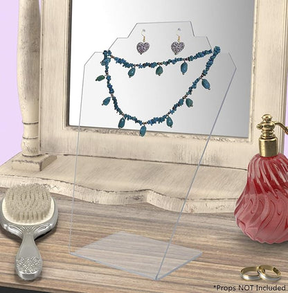 Marketing Holders 12 Pack Jewelry Display Counter Stand 8.5" x 11" Clear Acrylic Slant Back Holds Necklaces Bracelets and One Set of Earrings Craft Shows Markets Department Stores Bridal Shops