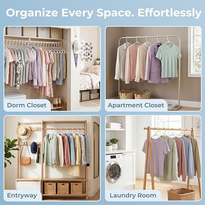 HOUSE DAY White Plastic Hangers 10 Pack, Plastic Clothes Hangers with Built-in Hooks, Durable and Strong Coat Hanger for Closet, Space Saving Clothing Hanger for Shirts, Coats, Skirt, Dress