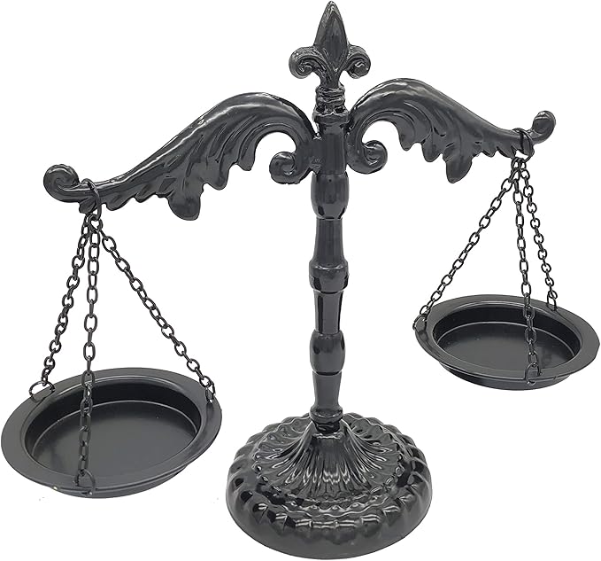 Owlgift Vintage Style Metal Libra Jewelry Display, Scale Tray Cosmetic Organizer, Jewelry Storage, Unique Centerpiece Stand – Black