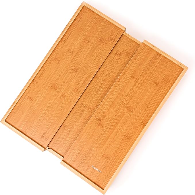 BergHOFF Bamboo 8-Slot Expandable Flatware Organizer, Expand between 12.75" to 18.5