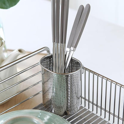 INEX Mesh Cutlery Holder Caddy (Stainless Steel, 3.9" H x 3.3" W x 2.7" D)