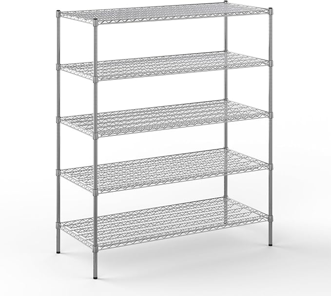 24" Deep x 54" Wide x 64" Height Wire Shelving Kit | 5-Tier | NSF Commercial Storage Rack Unit