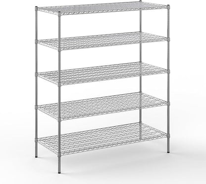 24" Deep x 54" Wide x 64" Height Wire Shelving Kit | 5-Tier | NSF Commercial Storage Rack Unit