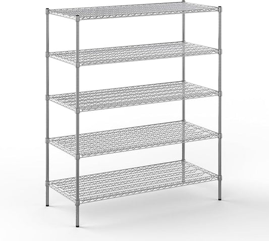 24" Deep x 54" Wide x 64" Height Wire Shelving Kit | 5-Tier | NSF Commercial Storage Rack Unit