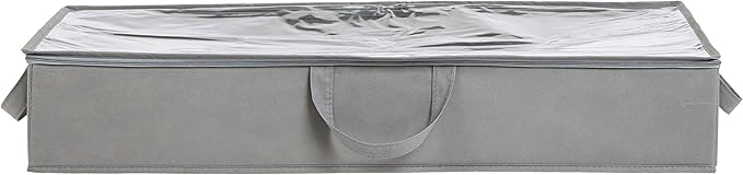 Amazon Basics Under Bed Storage Bags for Clothes, Blankets and Linens, Foldable Fabric Containers with Clear Window and Handles, 30.2" x 20" x 5.7", Gray, 2-Pack