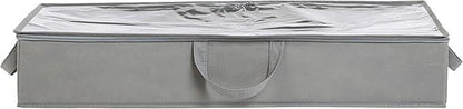 Amazon Basics Under Bed Storage Bags for Clothes, Blankets and Linens, Foldable Fabric Containers with Clear Window and Handles, 30.2" x 20" x 5.7", Gray, 2-Pack