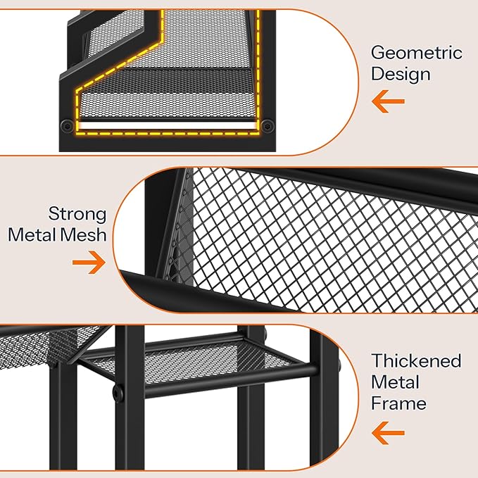 HOOBRO 4-Tier Spice Rack, Seasoning Organizer, Stackable Spice Rack Organizer, Spice Jar Storage Organizer, for Kitchen, Cupboard, Countertop, Black BK48TL01