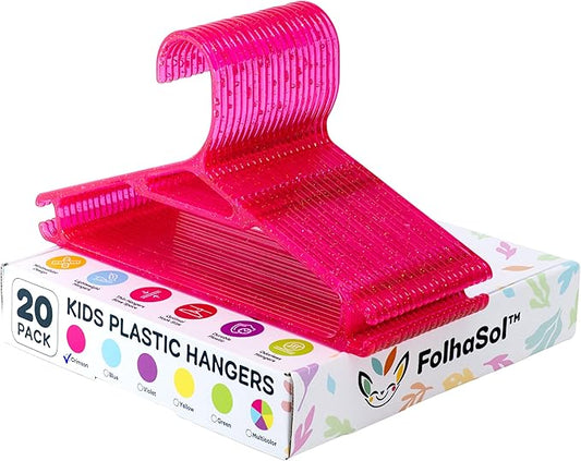 Kids Plastic Hangers (20 Pack, Crimson), 11.4 Inch Colored Translucent Hangers for Baby/Toddler Clothing (Girls and Boys Aged 2 to 6)