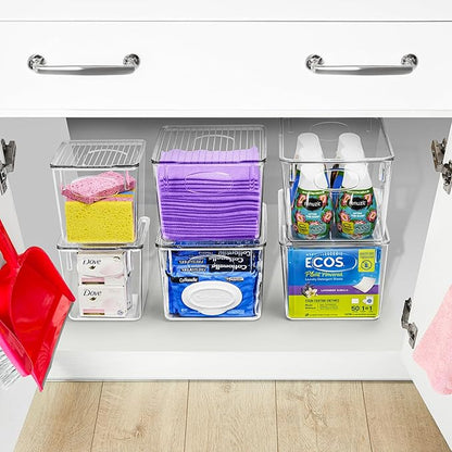 Sorbus Small Clear Plastic Storage Bins with Lids, Clear Stackable Storage Bins, Laundry Room Organizer Bins, Office, Classroom, Playroom, Bathroom, Laundry Room Organization and Storage (4 Pack)