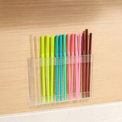 Straw Holder for Cabinet, Vertical Acrylic Design, 5-Compartment Organizer for Door, Easy Installation, Compact and Long-Lasting