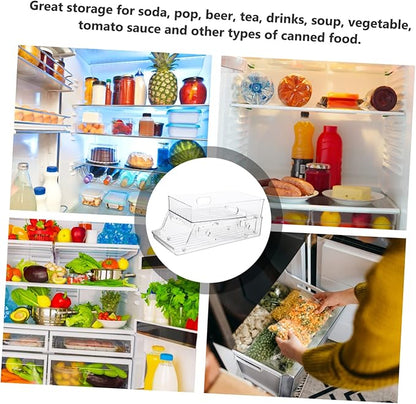 PRETYZOOM Double Layer Lift Drink Rack Refrigerator Organizer Can Holder for Fridge