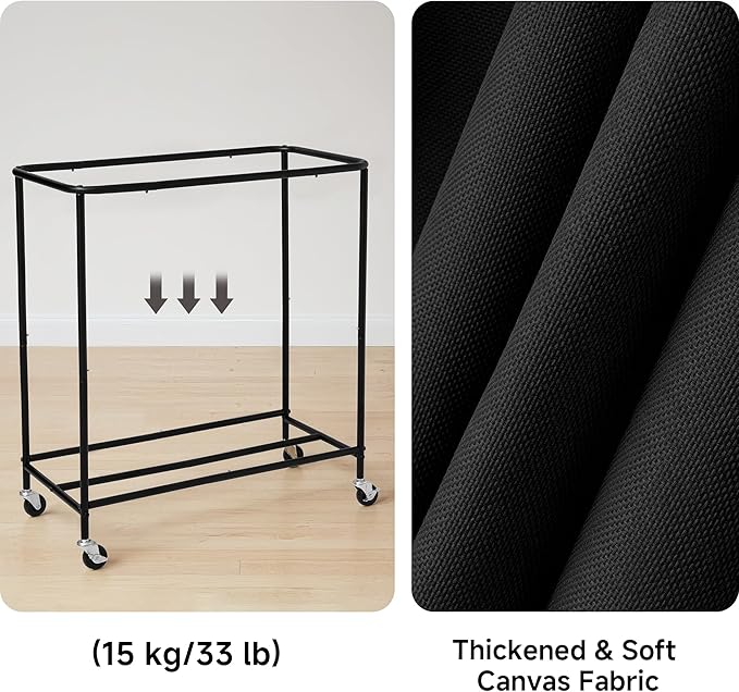 StorageWorks 3 Section Laundry Hamper, Rolling Laundry Cart with Wheels and Handles, Laundry Room Double Sorter for Organizer and Storage, 31.7 Gal(120L), Black