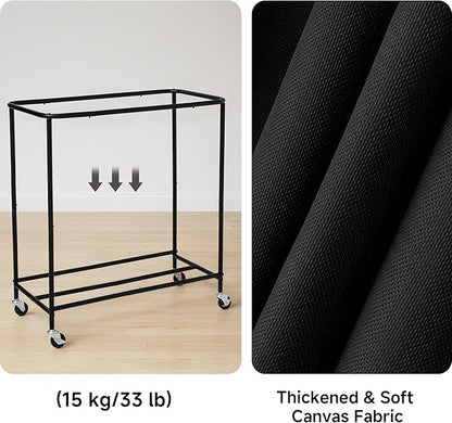 StorageWorks 3 Section Laundry Hamper, Rolling Laundry Cart with Wheels and Handles, Laundry Room Double Sorter for Organizer and Storage, 31.7 Gal(120L), Black