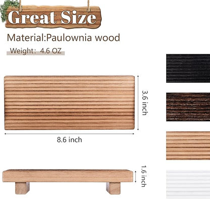 Bathroom Tray Farmhouse Decor Pedestal Stand Wood Riser Display Kitchen Accessories Soap Holder for Sink, Counter, Vanity, 8.7 * 3.6 Brown