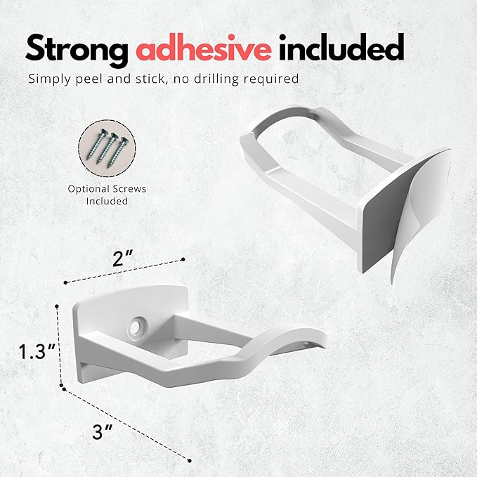 Modern JP Adhesive Cowboy Hat Hooks for Wall (6-Pack) – 3-Inch Wall Mount for Secure Hold, Wide Brim Hat Organizer, Western Room Decor – White