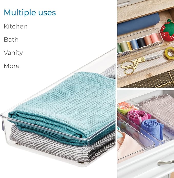 iDesign Recycled Plastic 4-Piece Kitchen Drawer Organizer Set - Linus Collection - Clear