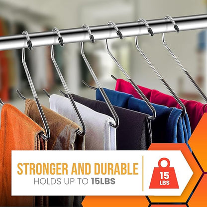 Pants Hangers Non Slip Open Ended – Metal Trouser Hangers, Heavy Duty Stainless Steel Pant Hangers for Men and Women, Space Saving, 20 Pack Jeans Hangers