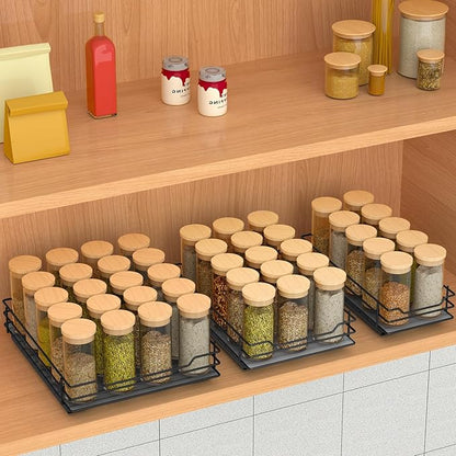BOIVSHI Pull Out Spice Rack Organizer for Cabinet, Heavy Duty Slide Out Spice Rack Organizer for Kitchen Cabinets and Pantry, Fits Spices, Sauces, Canned Food (6.5''Wx10.5''Dx2.5''H)
