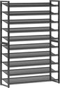 Nunsino Shoe Rack,10 Tier Metal Shoe Organizer,Max Holds 50 Pairs,Heavy Duty Shoes Shelf for Garage, Entryway, Closet,Black
