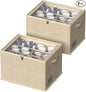 CYhom 2 Pack Shoe Organizer for Closet - Shoe Storage Bins with Clear Cover, Fabric Shoe Storage Containers with Reinforced Handles, Fits up to 24 Pairs (Beige, 16.5 * 12.6 * 12.2in)