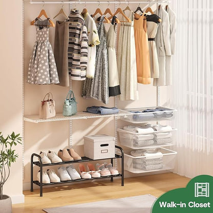 kiplant Shoe Rack for Closet, Black 2-Tier Expandable Closet Shoe Rack Metal Organizer, Heavy Duty Shoe Storage Shelf for Entryway, Doorway, Narrow Space