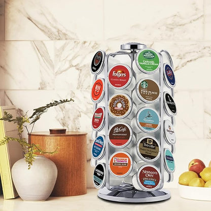 Keurig Storage Carousel, Coffee Pod Storage, Holds up to 36 Keurig K-Cup Pods, Silver