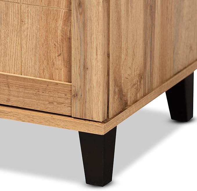 Baxton Studio Glidden Modern and Contemporary Oak Brown Finished Wood 2-Door Shoe Storage Cabinet
