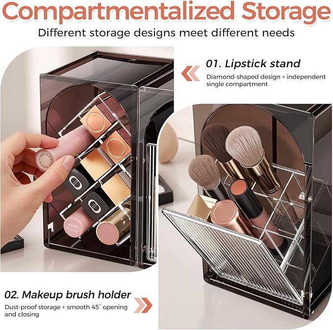 INVSSENE Stackable Makeup Organizer Countertop, Storage Perfume Skincare Cosmetic Lipstick Face Mask Makeup Brush Palettes, Ideal for Vanity Bathroom Counter