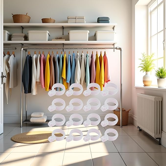 50 Pcs White Plastic Windproof Hanger Hooks Clothes Hanger Buckle Clip Laundry Hanging Hooks Closet Rod Hanging Tool for Drying Rack Suit Hangers Clothes Hangers