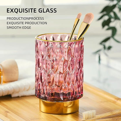 Makeup Brush Holder Organizer,Toothbrush Holders,Desk Pen Pencil Holder,Multifunctional Vintage Glass Brush Cup（A39-4-US）
