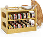 Bamboo Cat Food Can Organizer, Holds 36 (3oz) Cans, Cat Wet Food Storage Rack, Rolling Cat Food Can Dispenser for Pantry