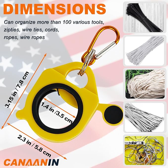 Zip Tie Holder Organizer Cable Tie Organizer Holder for Tool Belt Strong Efficient Solution for Electrician Zip Ties Holder Reusable Portable Safety(Yellow, 2 Pack)