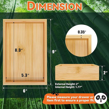 Lixple Bamboo Drawer Organizer, Cutlery Silverware Organizer for Kitchen Drawer, Stackable Utensil Organizer, 2 Pcs Flatware Organizer for Drawer, Wooden Storage Box Tray (Bamboo, 9 X 6 X 2 Inch)
